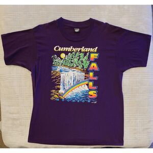 Vintage SCREEN STARS BEST Purple XL Single Stitch Cumberland‎ Falls T-shirt USA